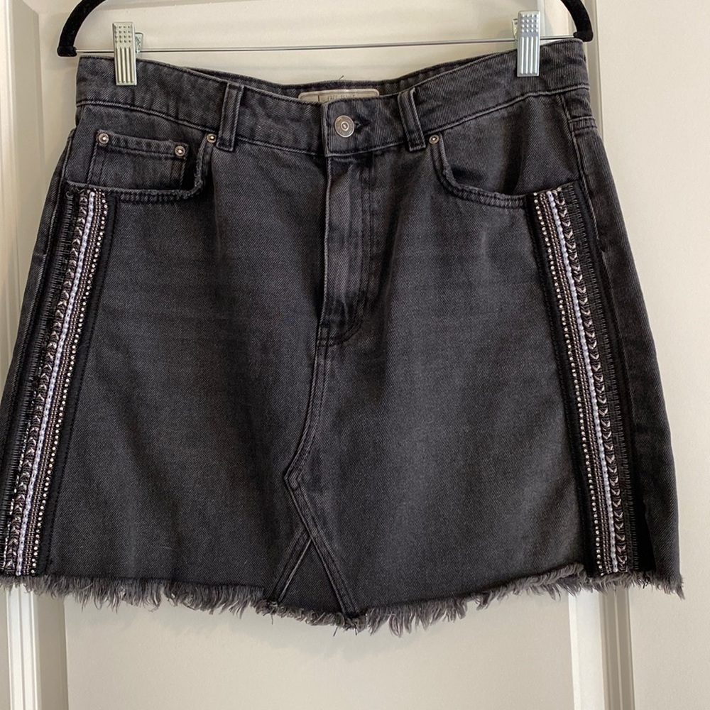 Free People Frayed Hem Denim Skirt